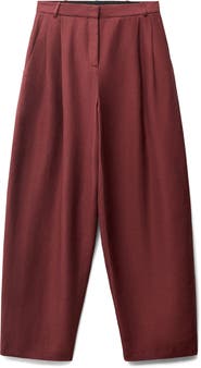 MANGO Pleat Front Wide Leg Suit Pants
