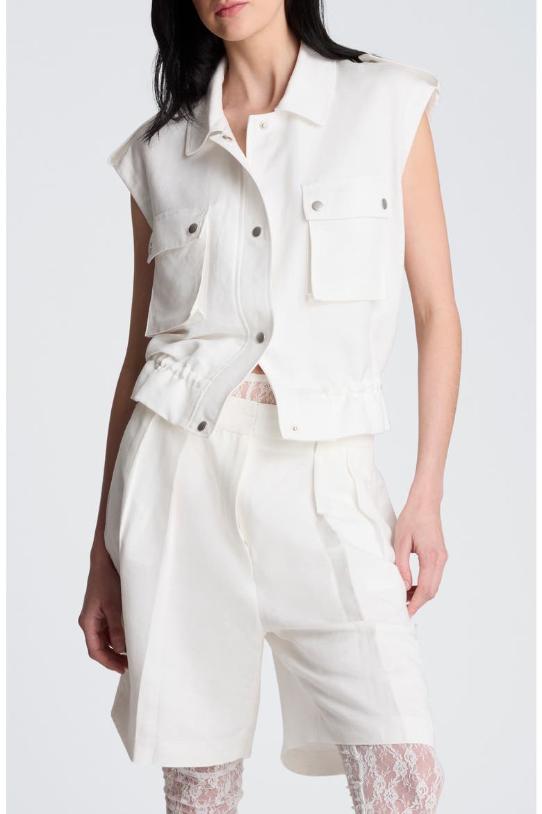 Linen Blend Cargo Vest, Main, color, PURE WHITE