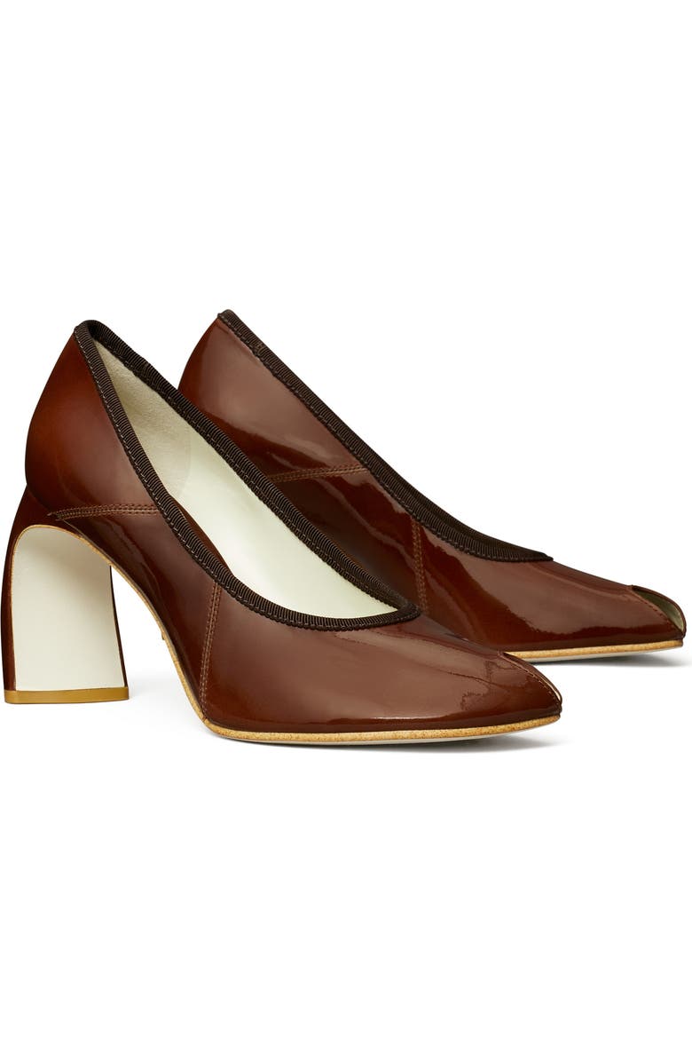 Tory Burch Peep Toe Pump, Main, color, Russet Brown