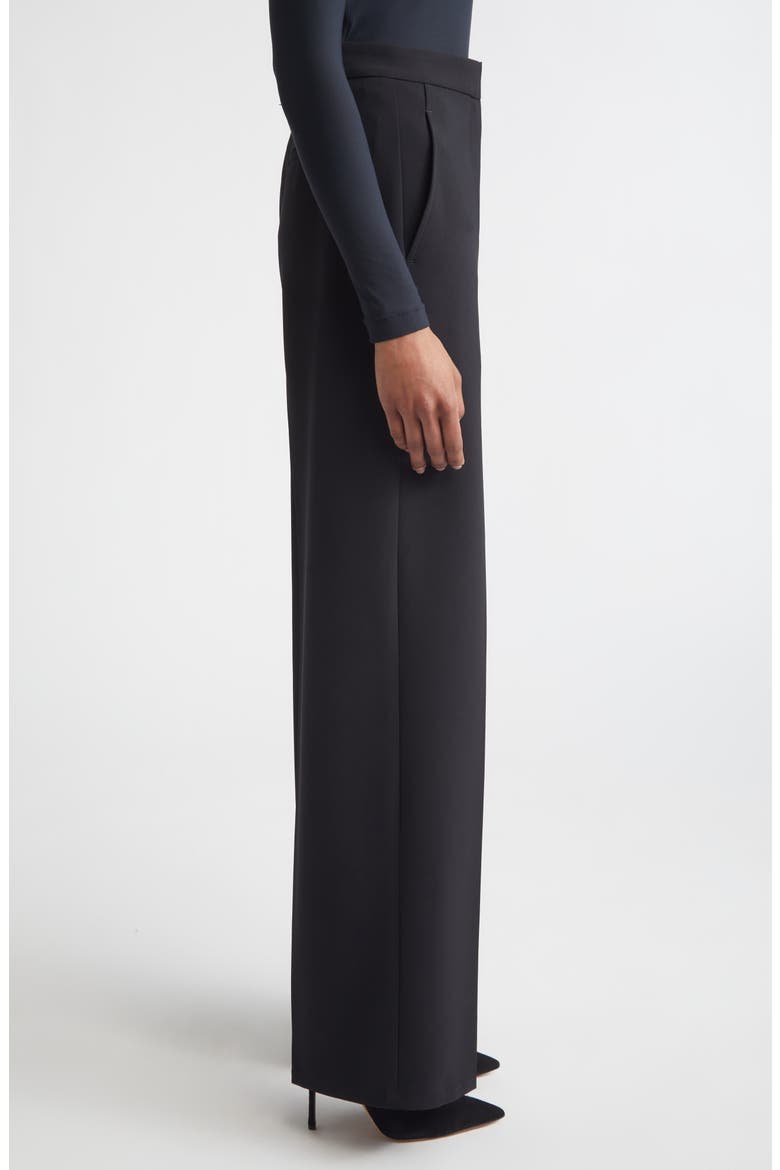 Stretch Linen Blend Twill Wide Leg Pants, Alternate, color, BLACK