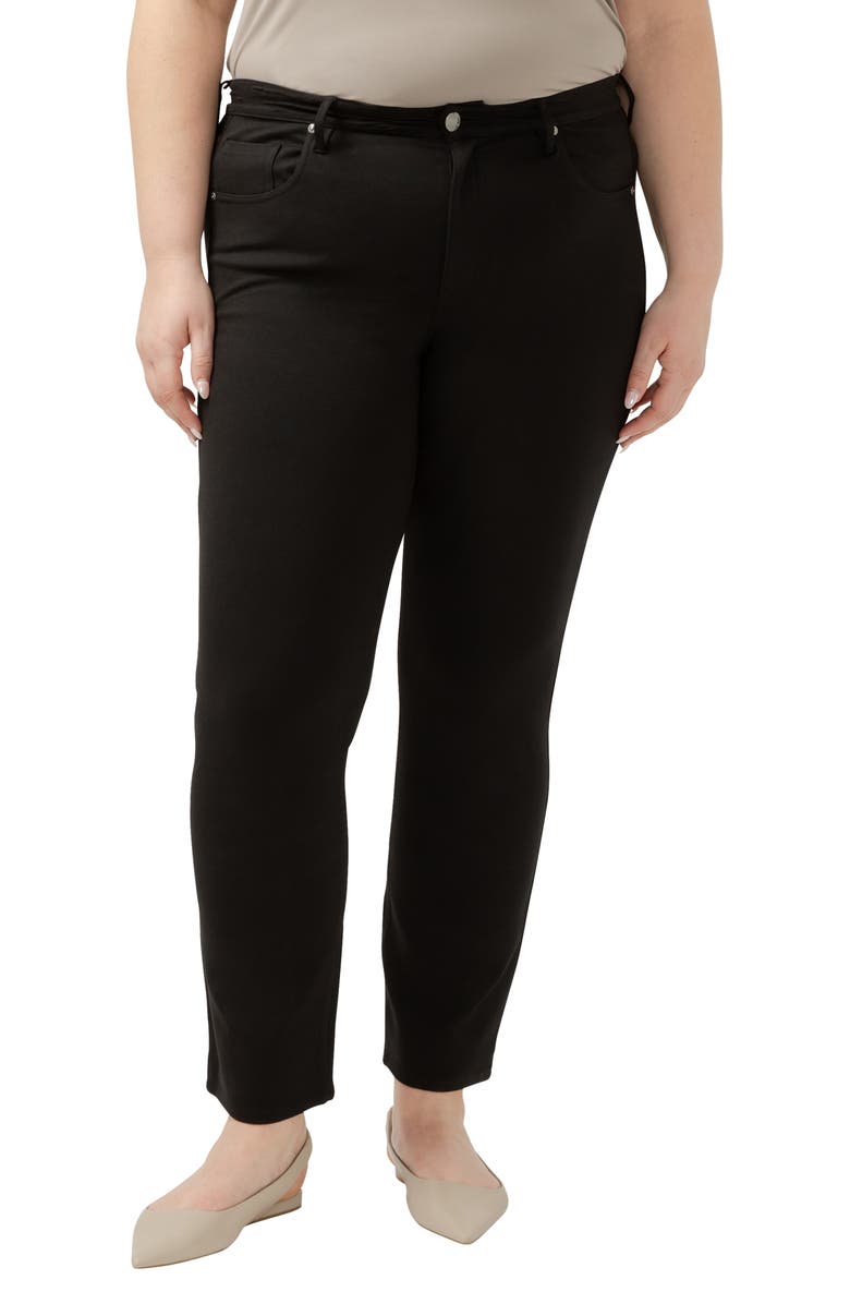 JAG Cassie High Waist Slim Straight Leg Ponte Pants, Main, color, Black