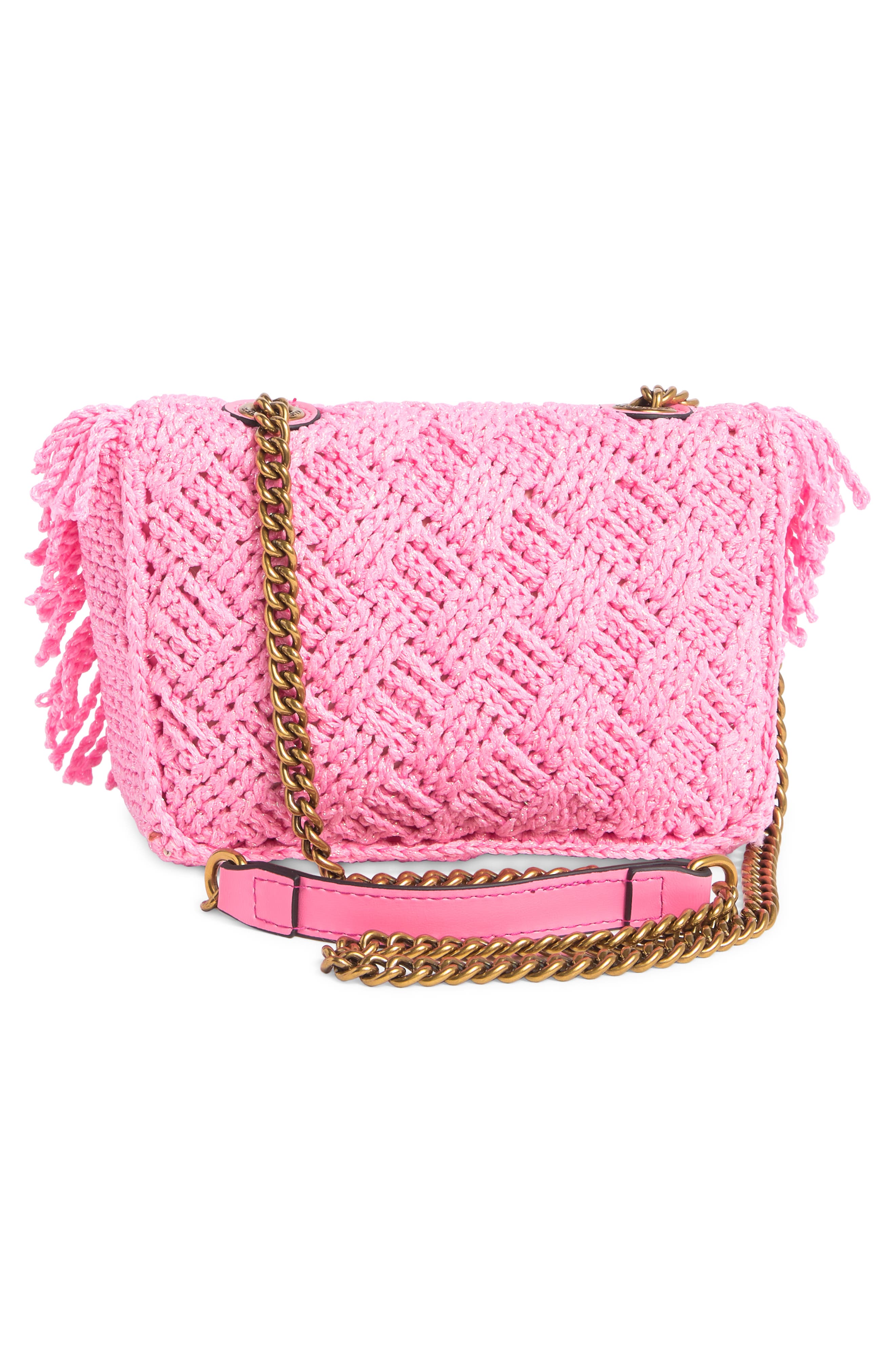 Kurt Geiger London Kensington Small Crochet Shoulder Bag, Alternate, color, Pink