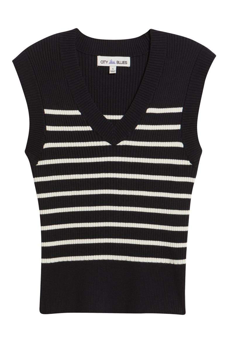 Stripe Sweater Vest, Alternate, color, BLACK