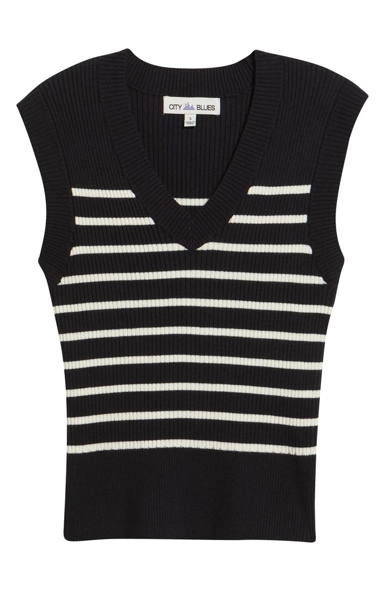 CITY BLUES Stripe Sweater Vest, Alternate, color, Black