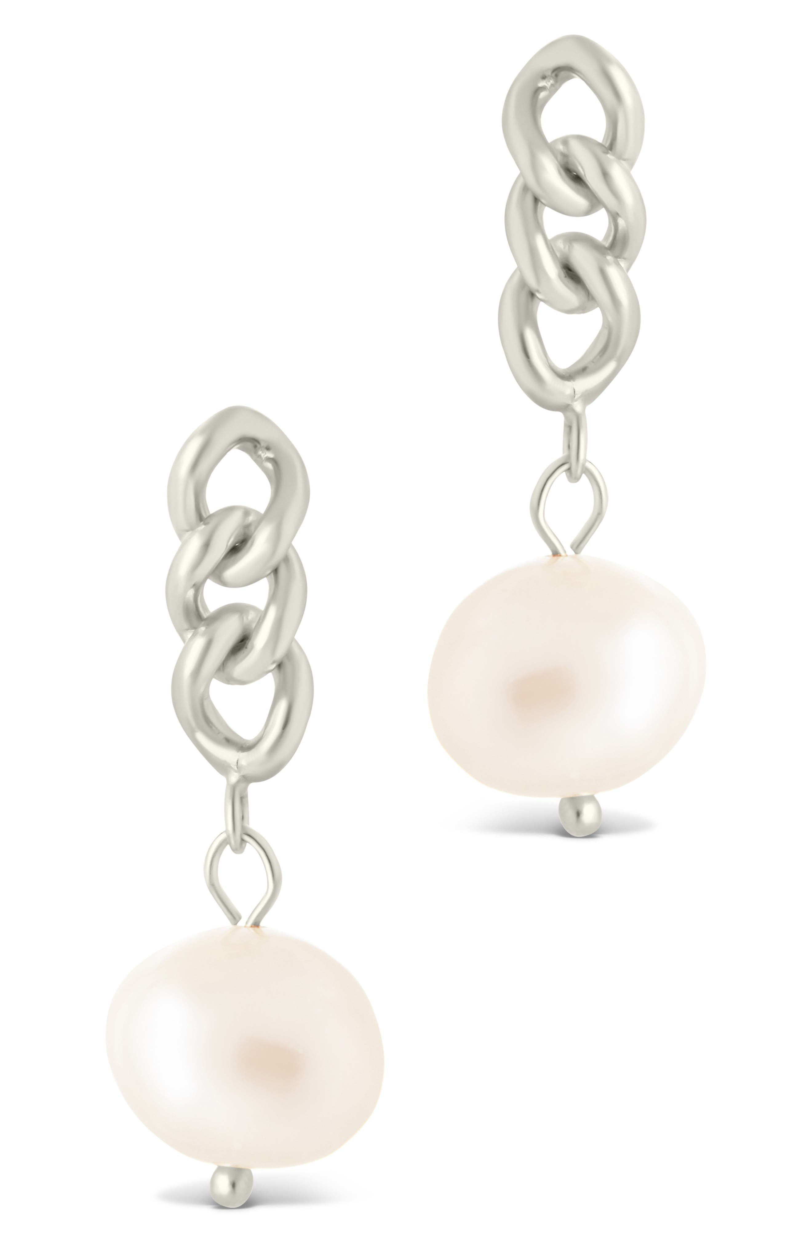 Sterling Forever Priscilla Faux Pearl Crisscross Drop Earrings