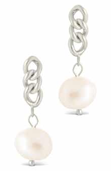 Sterling Forever Priscilla Faux Pearl Crisscross Drop Earrings