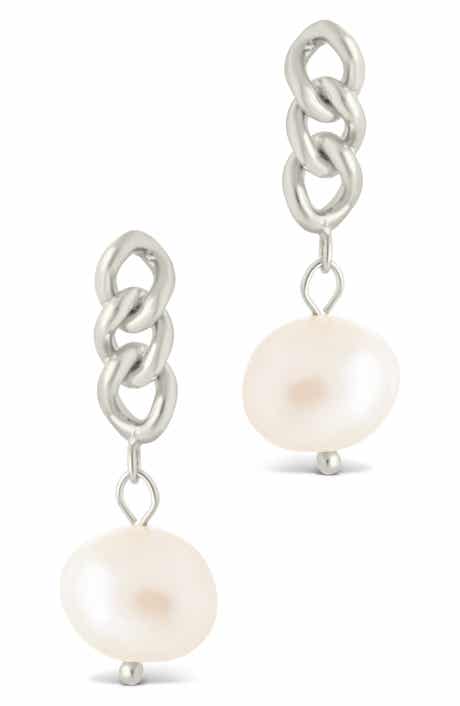 Sterling Forever Priscilla Faux Pearl Crisscross Drop Earrings