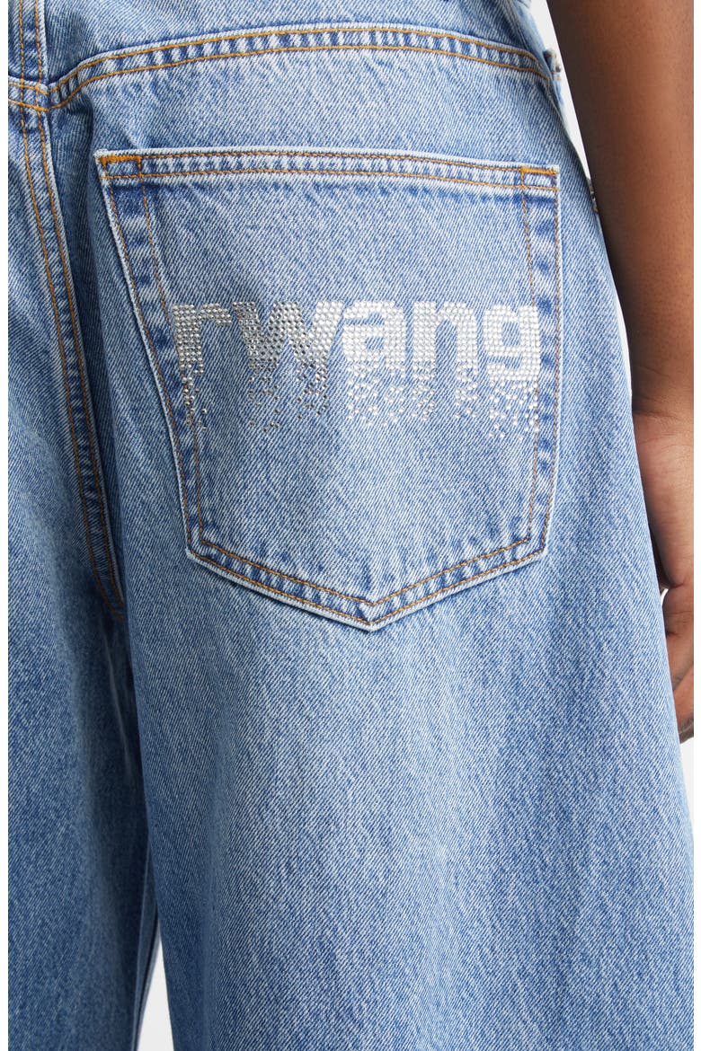 Blow Up Crystal Logo Balloon Leg Jeans, Alternate, color, VINTAGE LIGHT INDIGO
