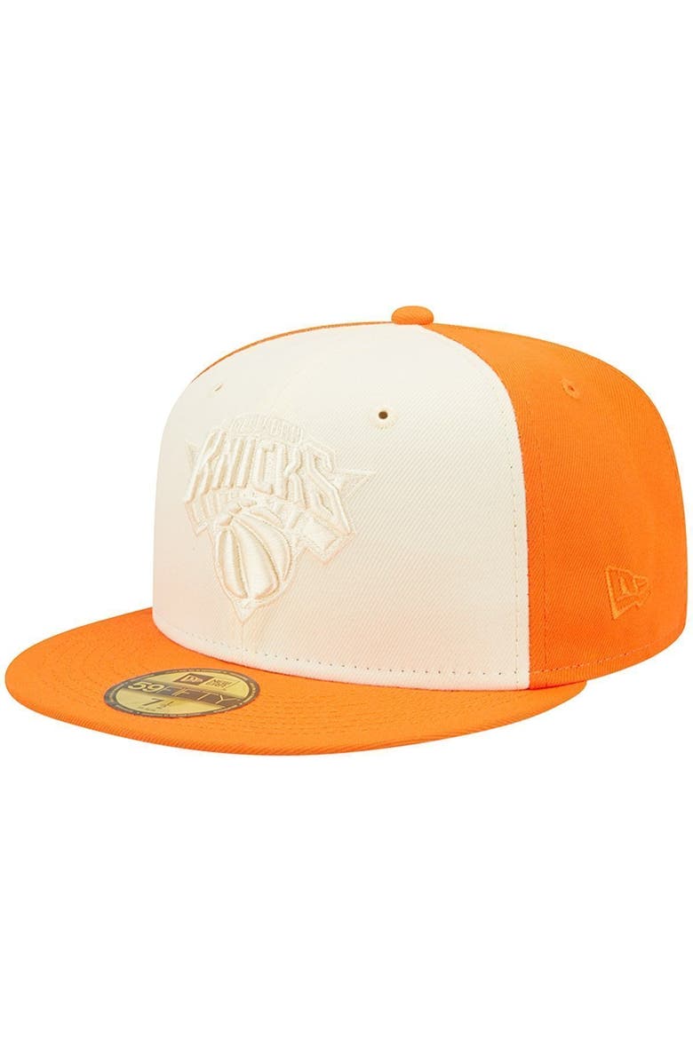 New Era Men's New Era Cream/Orange New York Knicks Cork Two-Tone 59FIFTY Fitted Hat, Main, color,