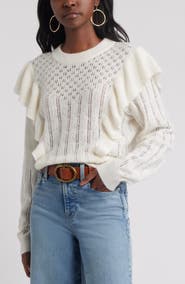 Treasure & Bond Ruffle Pointelle Sweater