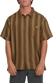 Billabong Sundays Stripe Jacquard Short Sleeve Cotton Button-Up Shirt
