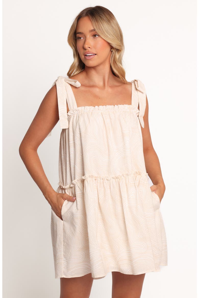Wells Woodcut Print Cotton & Linen Sundress, Alternate, color, TAN SWIRL