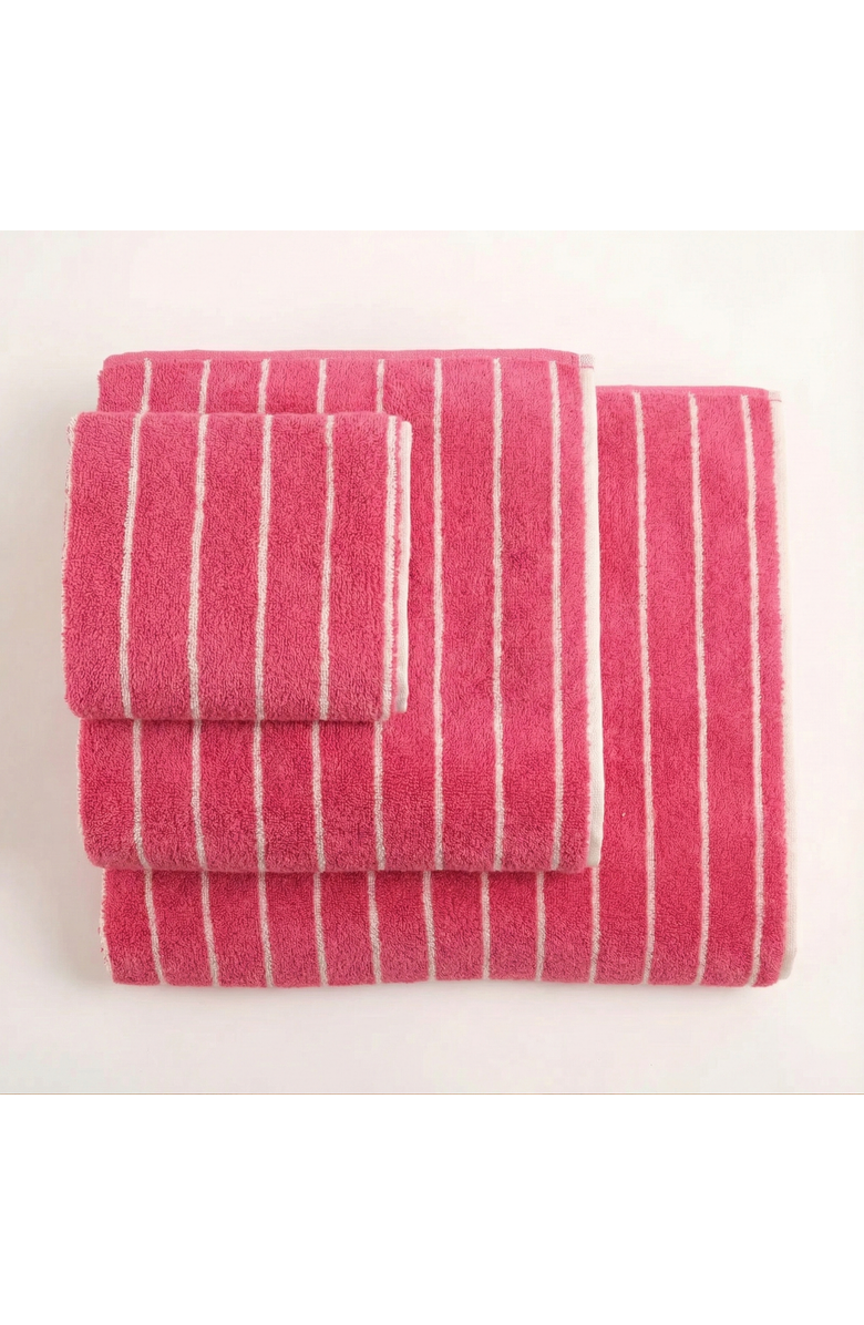 Zsa Zsa Zsu Solid Wide Striped Yarn-Dyed 100% Cotton Towel 3-Pcs Set, Alternate, color, Pink
