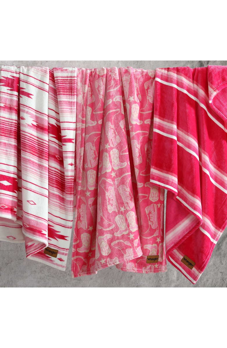 Wrangler Saddle Stripe Throw Blanket, Alternate, color, Pink
