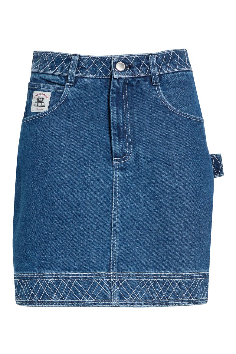 Embroidered Denim Miniskirt, Main, color, INDIGO