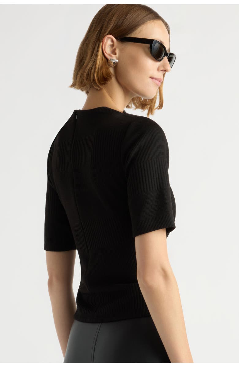 Modern Citizen Pauline Ribbed Asymmetric Neck Top, Alternate, color, Black