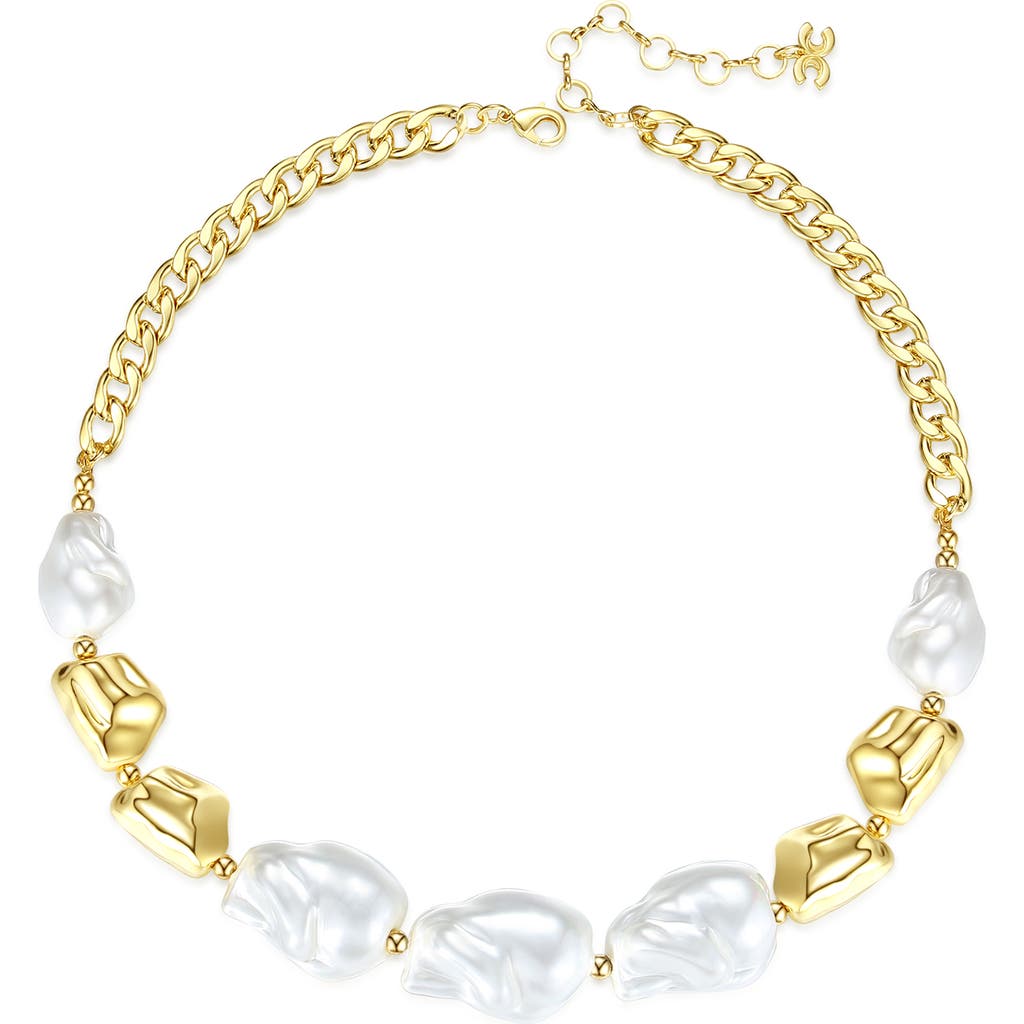 Classicharms Baroque Pearl Statement Necklace In Gold