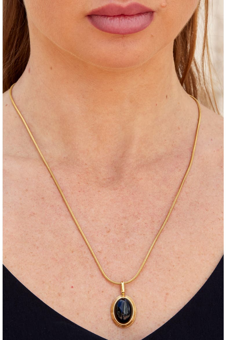 Onyx Oval Pendant Necklace, Alternate, color, GOLD