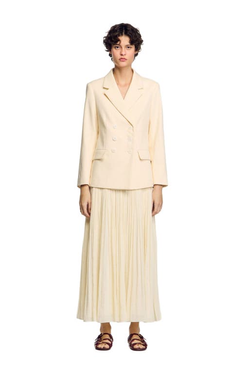 Sandro Double-breasted Suit Jacket In Ecru
