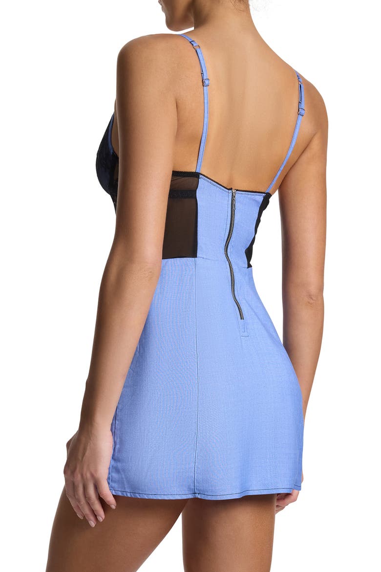 x Lexi Wood Katrina Lace Trim Chemise, Alternate, color, DENIM