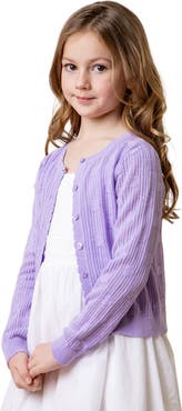 Hope & Henry Girls' Organic Scallop Edge Cardigan, Kids