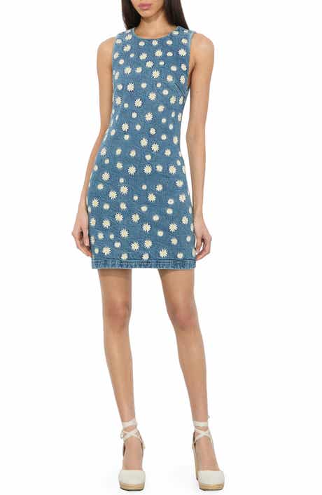Alice + Olivia Wynell Daisy Embroidery Denim Minidress