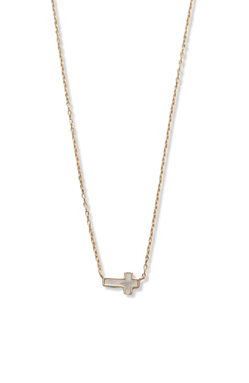 Argento Vivo Sterling Silver Mother-of-pearl Sideways Cross Pendant Necklace