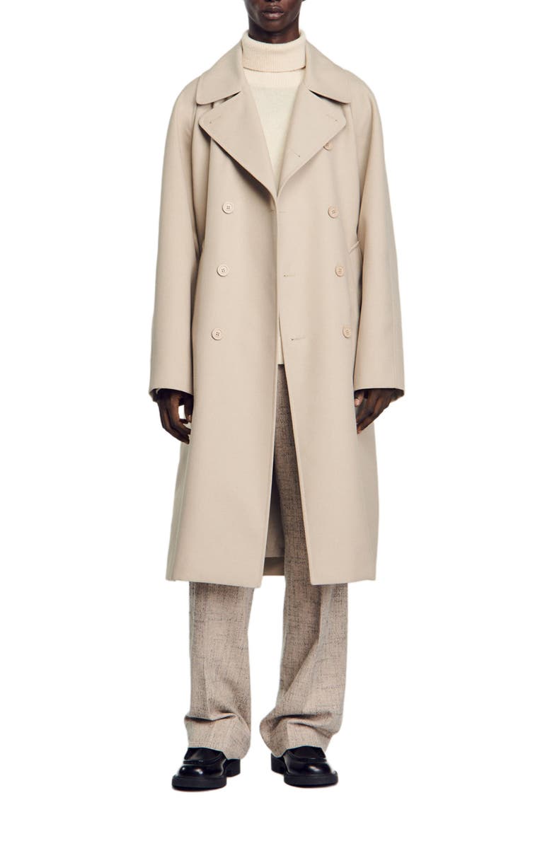 SANDRO Long trench coat, Main, color, 