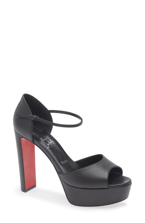 Christian Louboutin Sandaloo Leather Platform Sandals 130 In Black