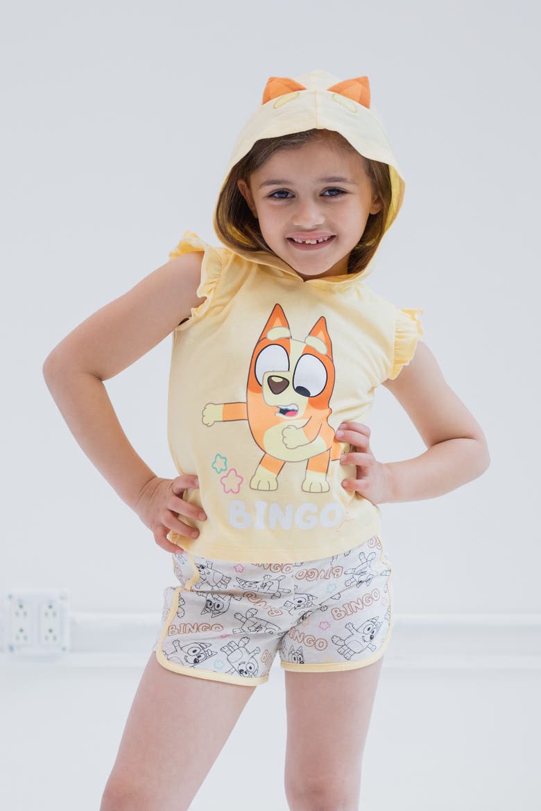 2-Piece Hooded Tank and Shorts Set, Alternate, color, Bingo Yellow Grey