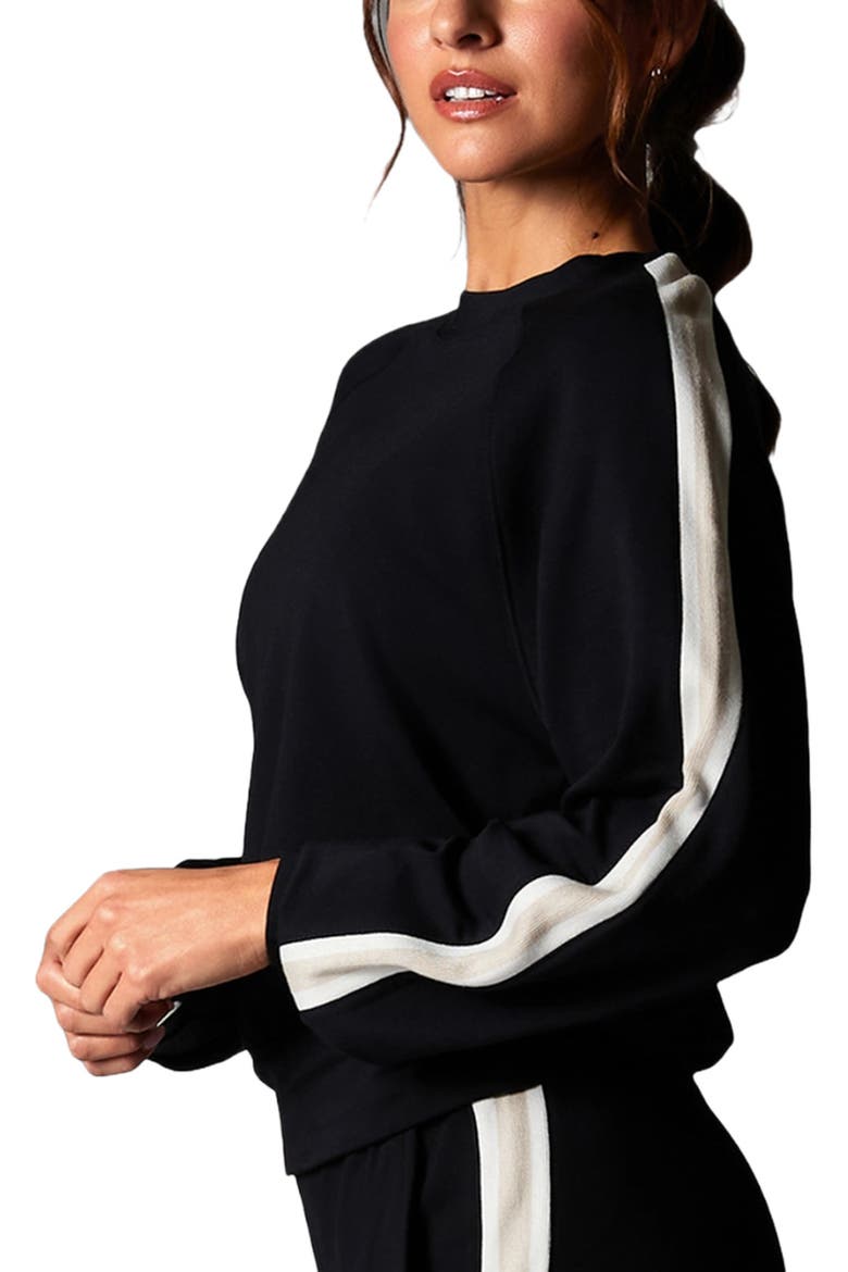 Ease Crew Stripe Sweatshirt, Main, color, EBONY COCONUT