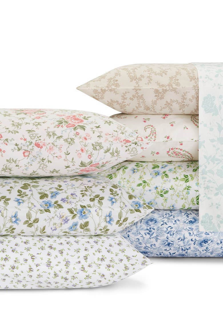 Garden Muse 4-Piece Cotton Sateen Sheet Set, Alternate, color, DUCK EGG