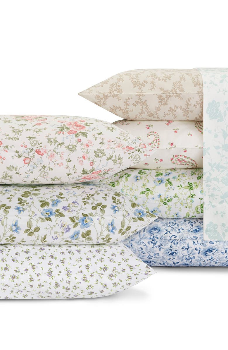 Laura Ashley Garden Muse 4-Piece Cotton Sateen Sheet Set, Alternate, color, Duck Egg