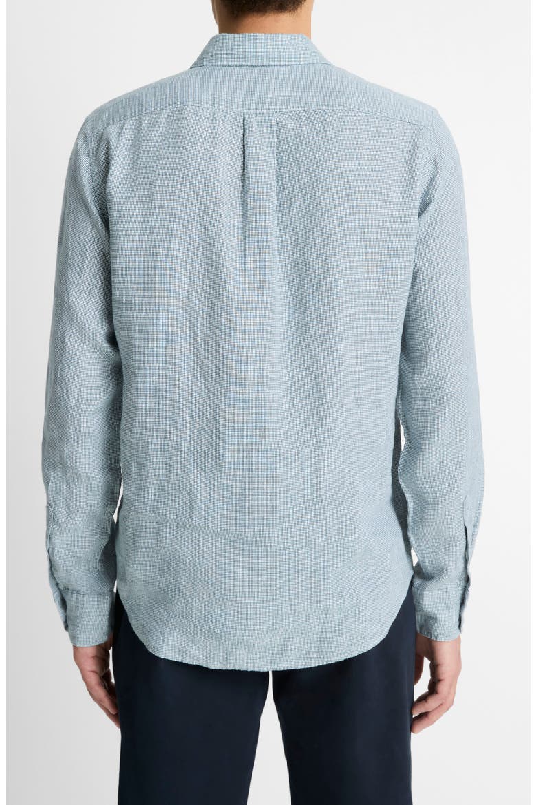 Houndstooth Classic Fit Linen Button-Up Shirt, Alternate, color, MARLIN TEAL/ OPTIC WHITE