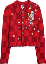 YanYan Lunar New Year Fireworks Lambswool & Cotton Shrunken Cardigan