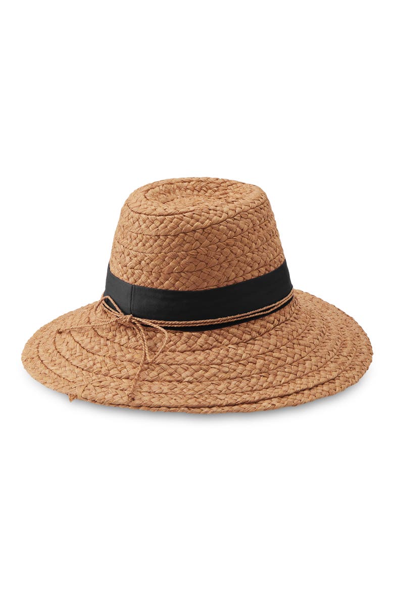 Raffia Fedora, Alternate, color, NOUGAT/BLACK