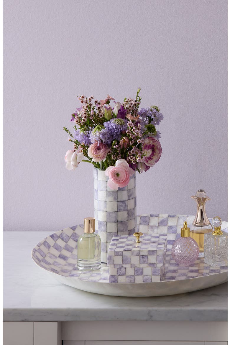 Violet Check Small Capiz Vase, Alternate, color, VIOLET