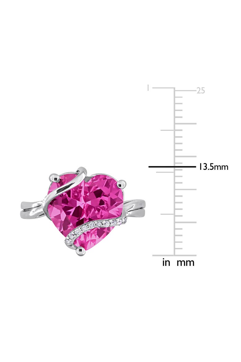 Sterling Silver Lab Grown Pink Sapphire & Diamond Heart Ring, Alternate, color, PINK