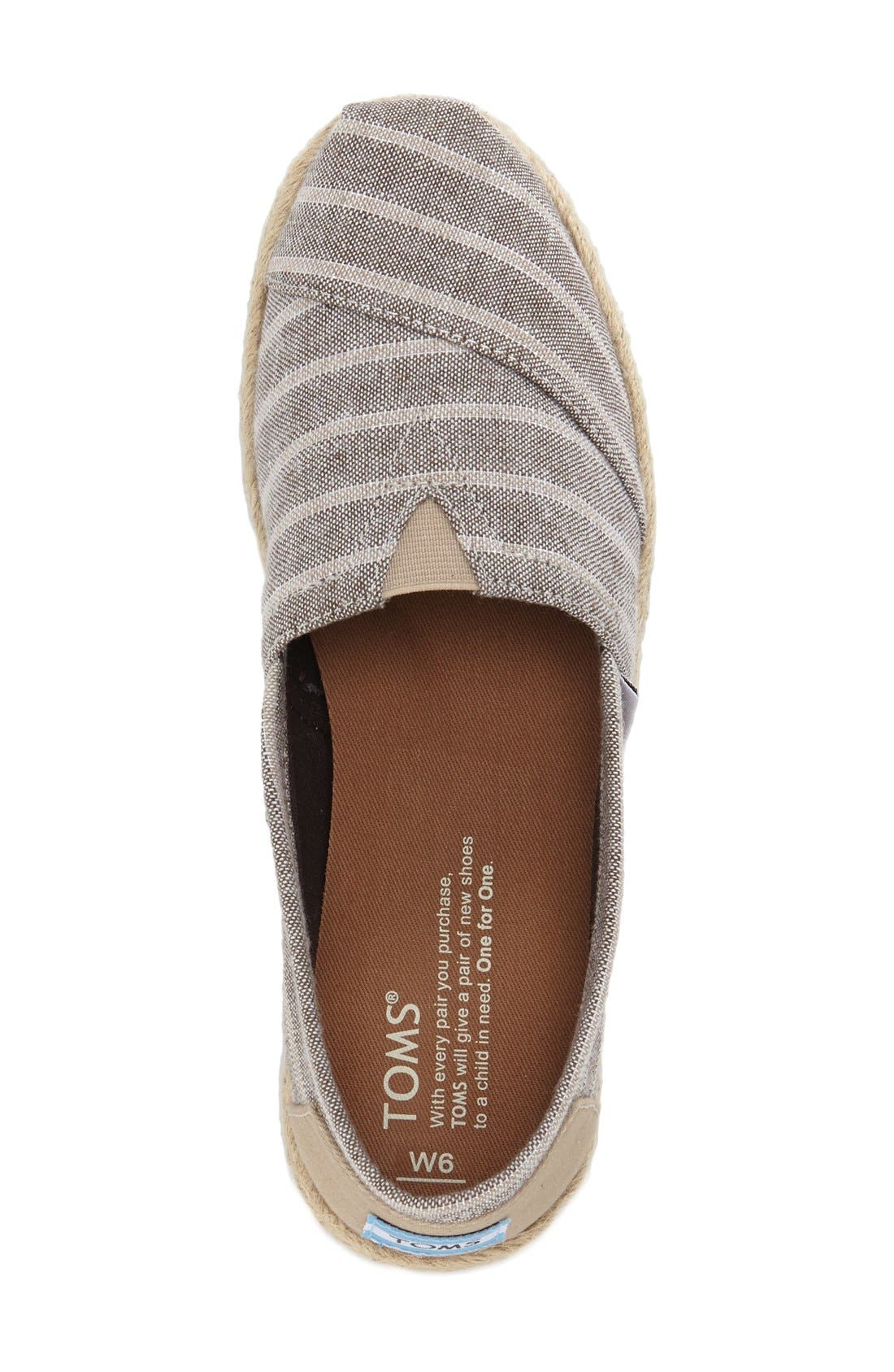 Stripe Espadrille Slip-On, Alternate, color, BROWN METALLIC STRIPE FABRIC