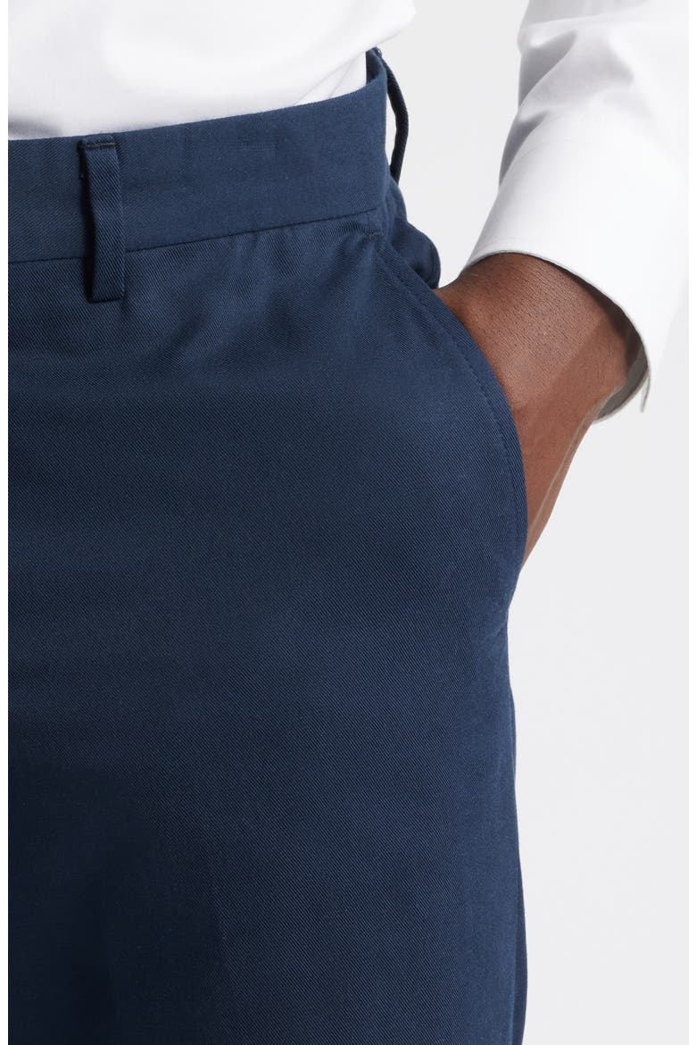 Trim Fit Flat Front Lyocell & Cotton Twill Chinos, Alternate, color, NAVY
