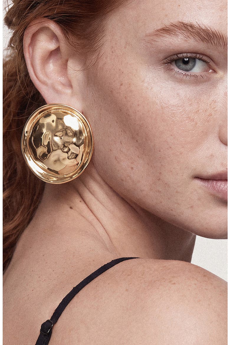 Hammered Circle Stud Earrings, Alternate, color, GOLD