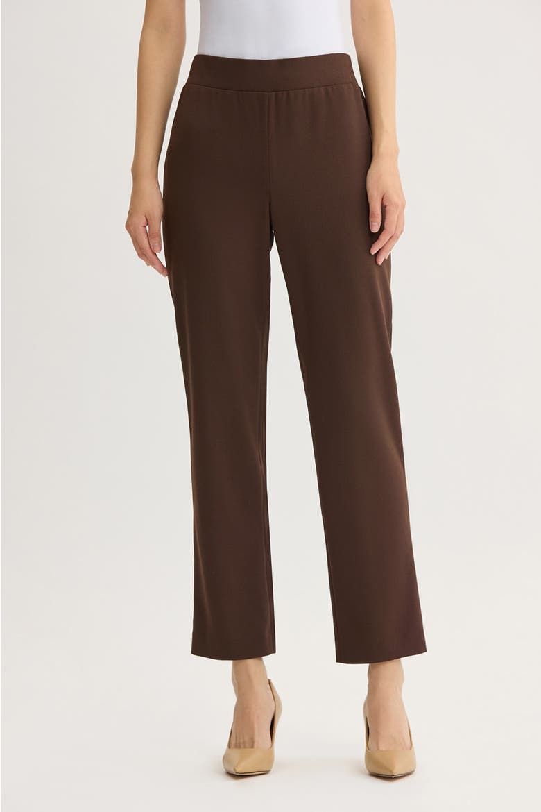 Stretch Deco Crepe Straight Leg Pants, Main, color, Dark Umber