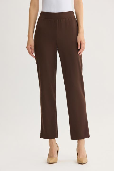 Stretch Deco Crepe Straight Leg Pants