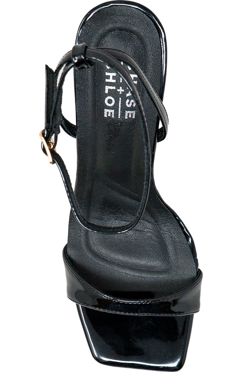 CHASE AND CHLOE Alia Wedge Sandal, Alternate, color, Black Patent