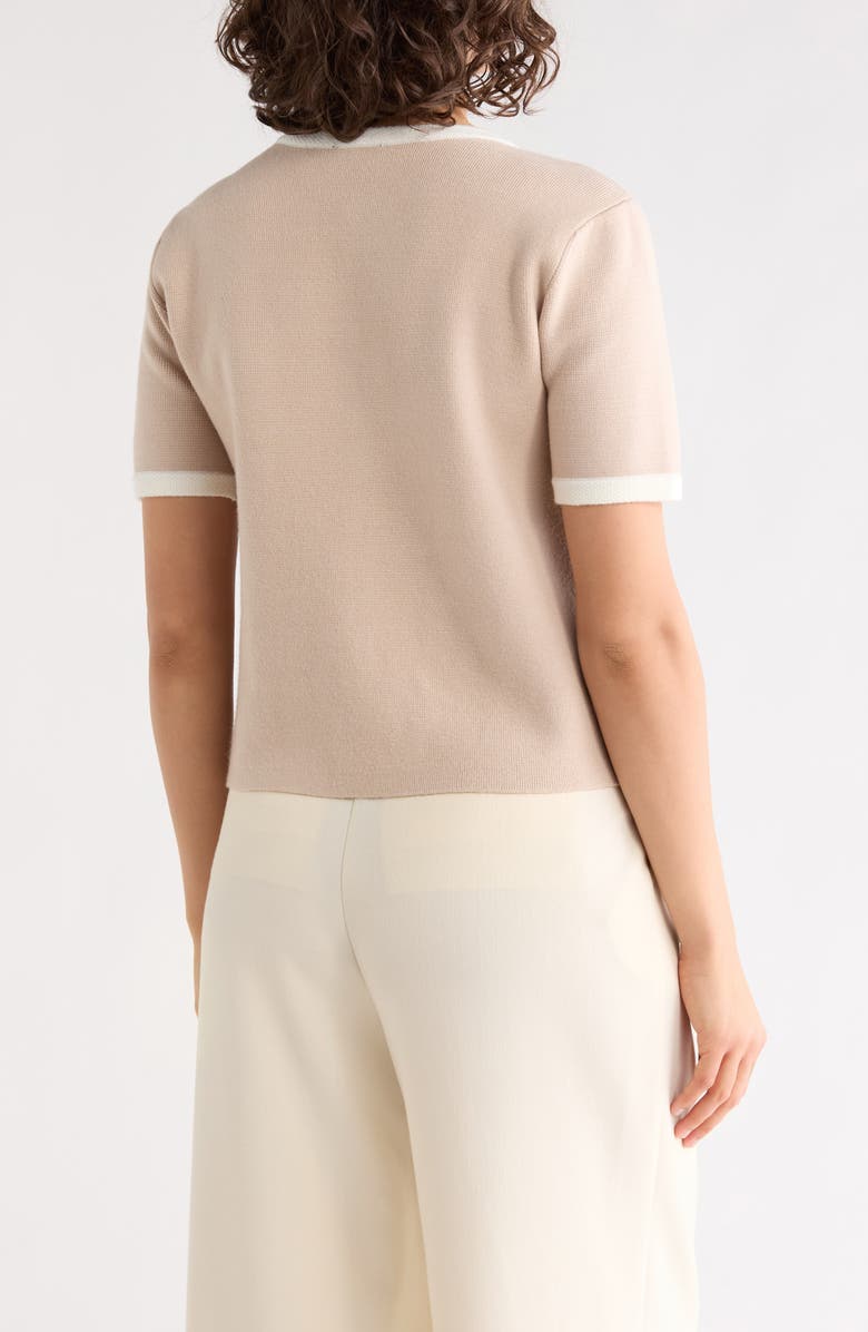T Tahari Button Sweater, Alternate, color, Khaki/ Ivory