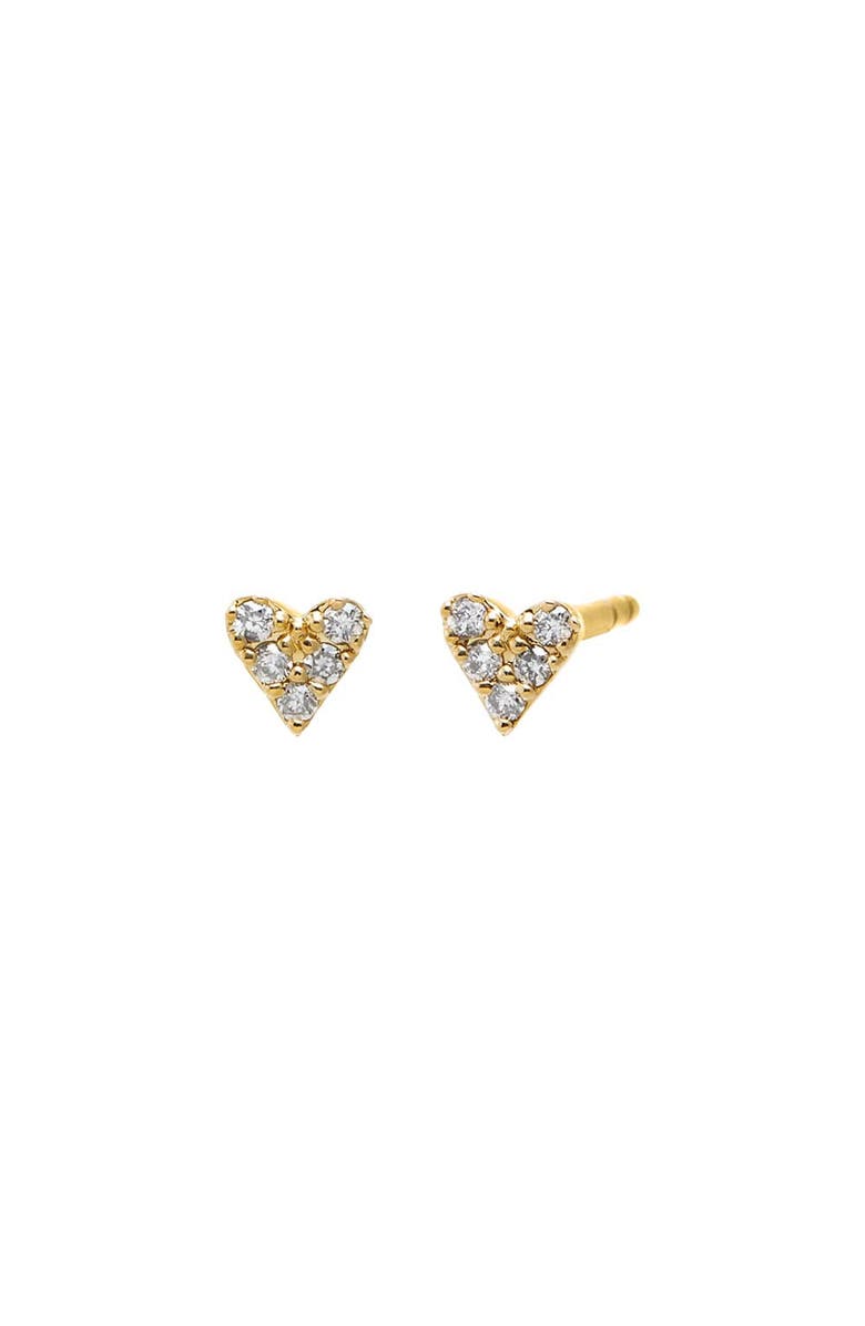 BY ADINA EDEN Diamond Set Mini Heart Stud Earring 14K, Main, color,