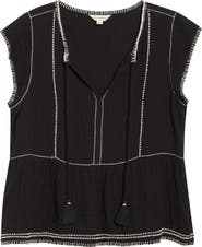 Lucky Brand Embroidered Detail Cotton Tank