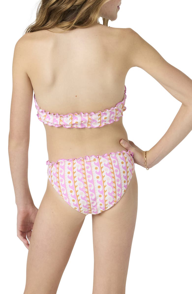 O'Neill Kids' Balearic Waves Ruffle Two-Piece Swimsuit, Alternate, color, Pink Multi Colored