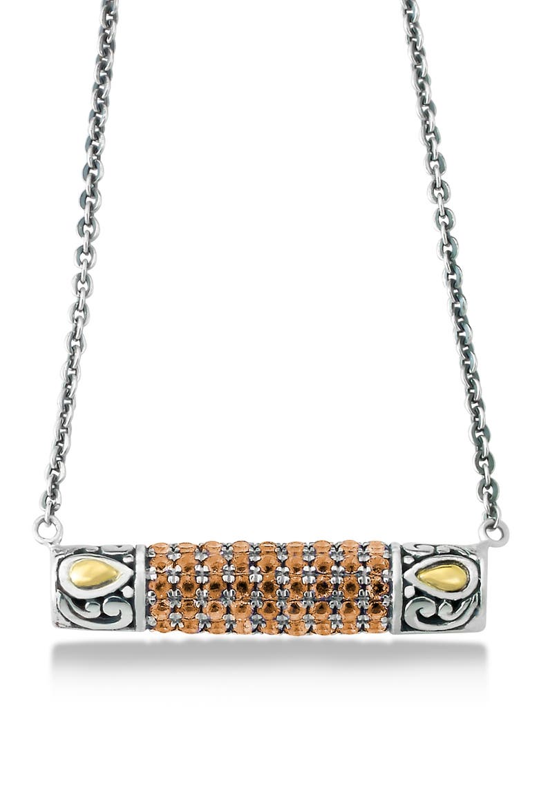 Sterling Silver & 18K Gold Pavé Citrine Pendant Necklace, Main, color, YELLOW
