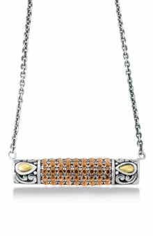 SAMUEL B. Sterling Silver & 18K Gold Pavé Citrine Pendant Necklace